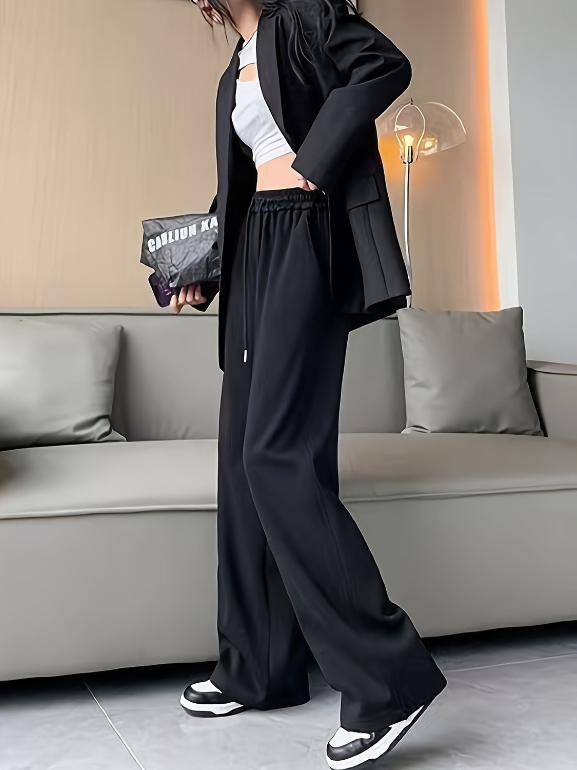 Image of PROGENY Solid Women Black Track Pants