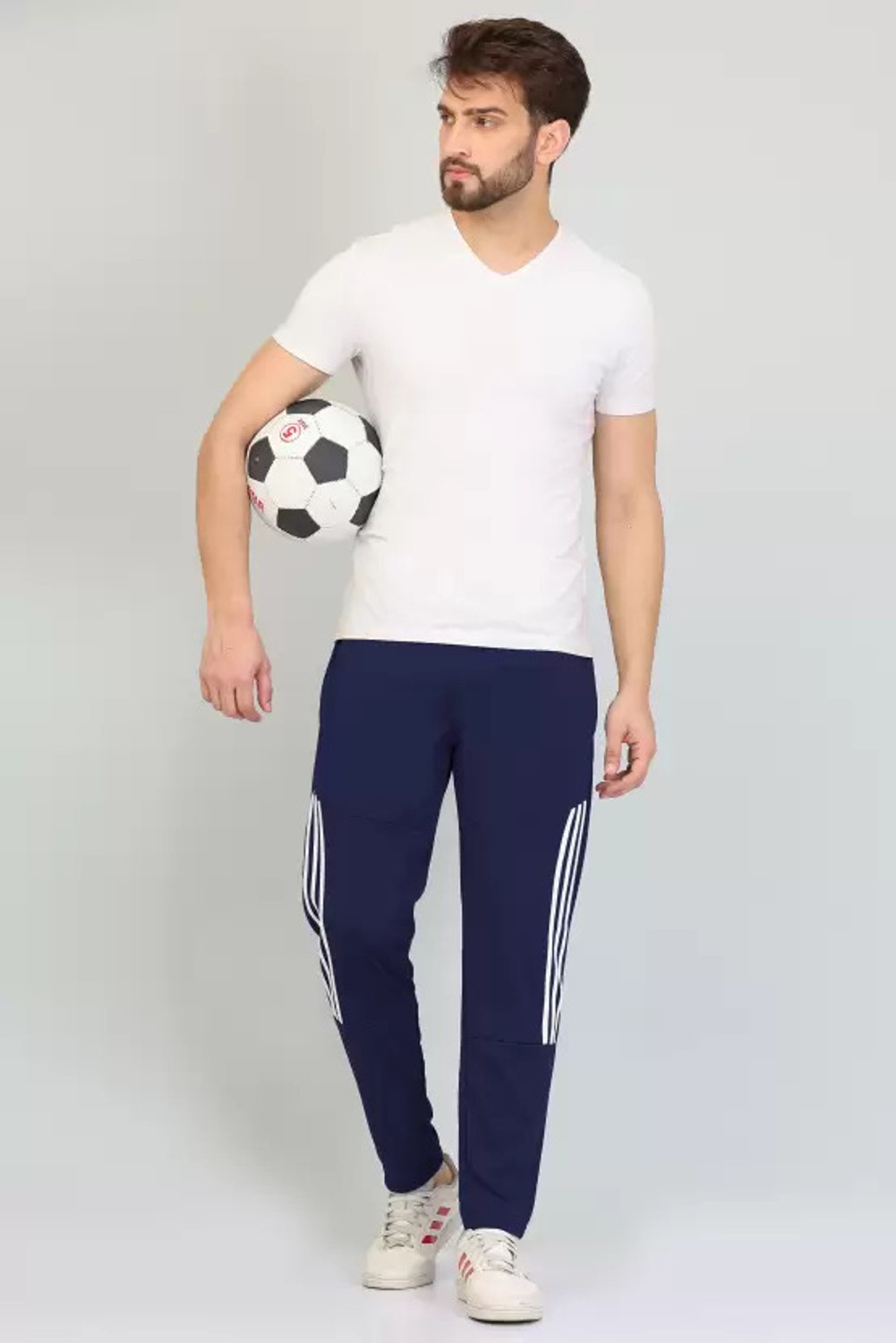 Image of Duooble Striped Men Dark Blue, White Track Pants