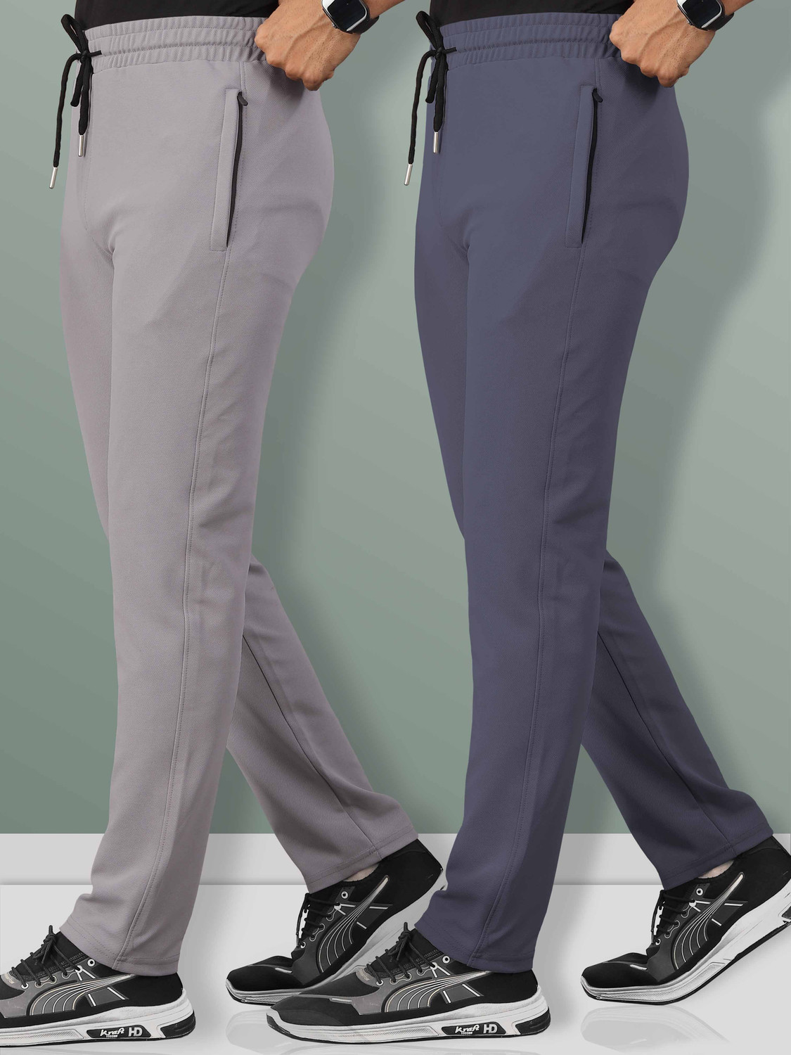 Image of VeBNoR Solid Men Grey Track Pants
