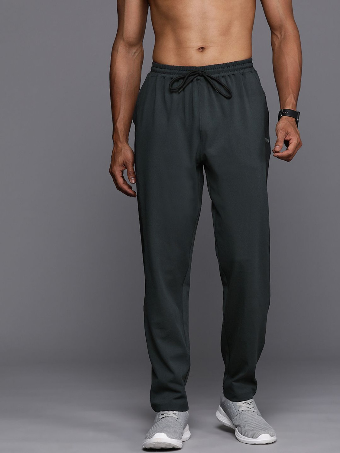 Image of HRX by Hrithik Roshan Solid Men Grey Track Pants