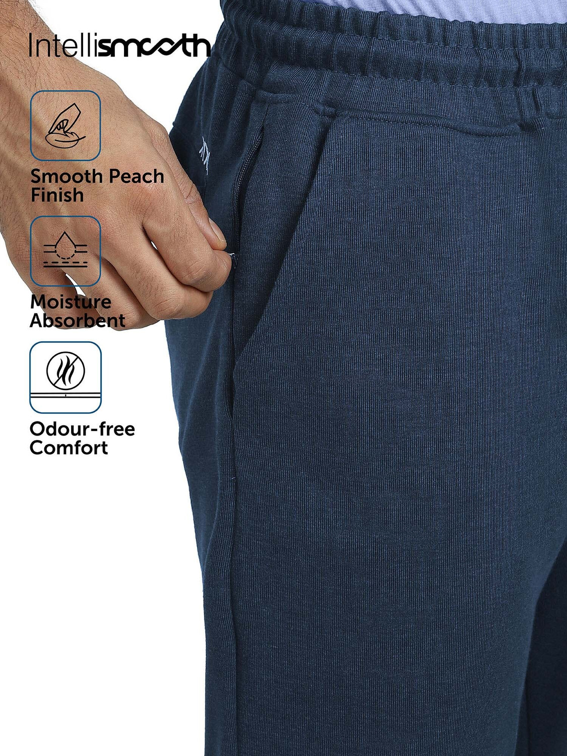 Image of XYXX Solid Men Dark Blue Track Pants