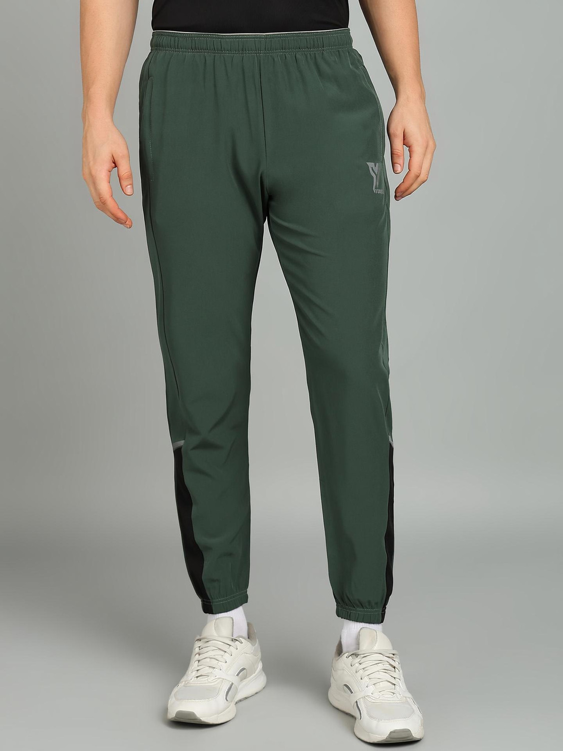 Image of YUNEK Solid Men Green Track Pants
