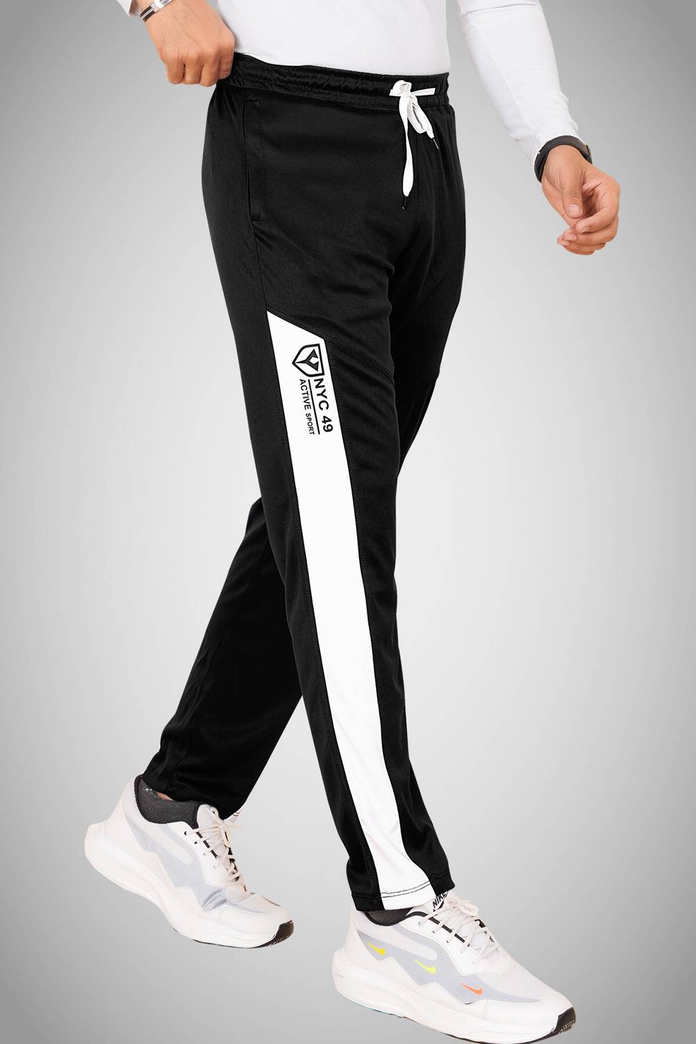 Yazole Colorblock Men Black, Grey Track Pants Pack of 2 - Image 3