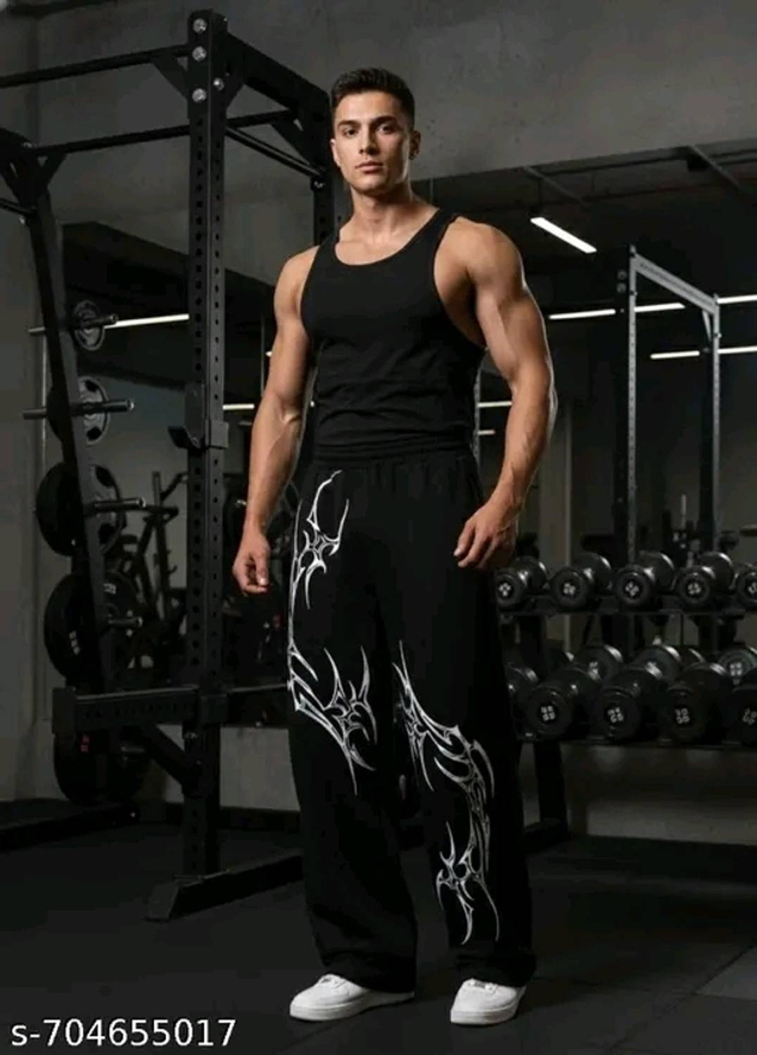 NAZRA FANISONS Black Graphic Print Men Track Pants - Image 1