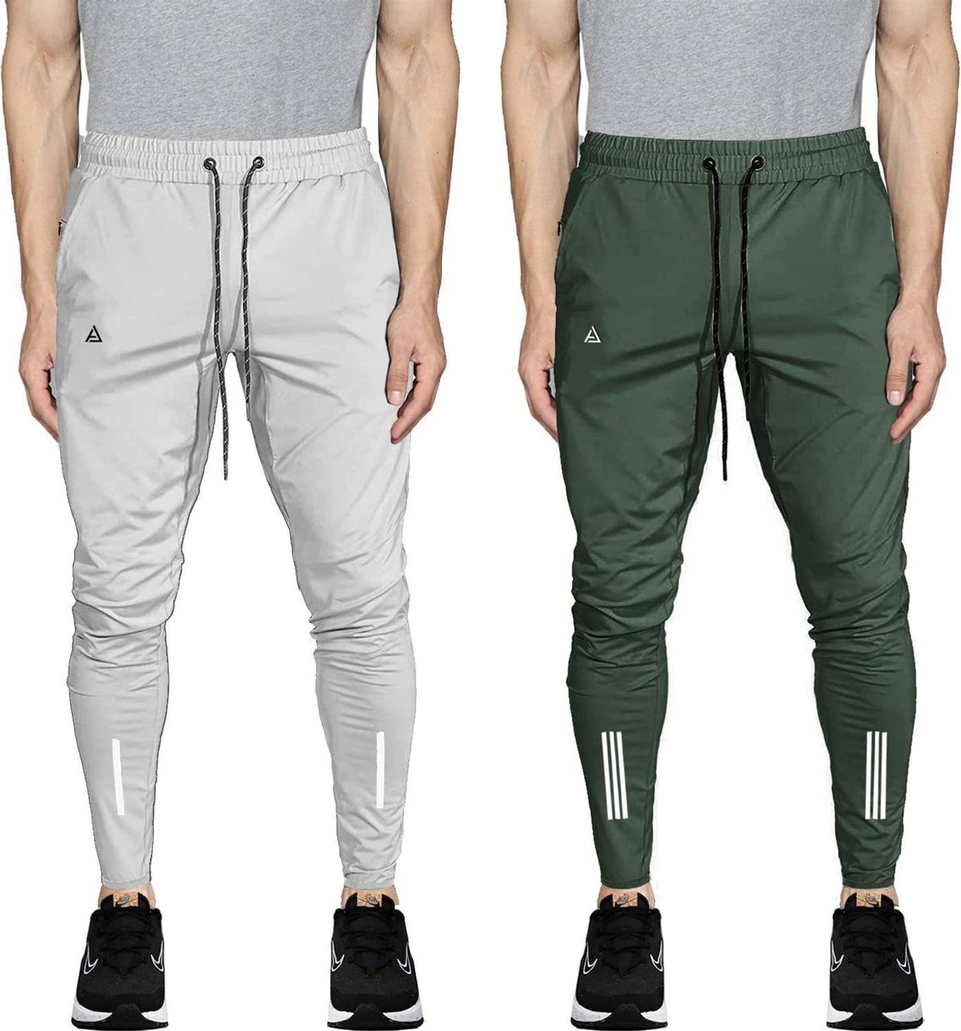 AVOLT Solid Men Grey, Olive Track Pants