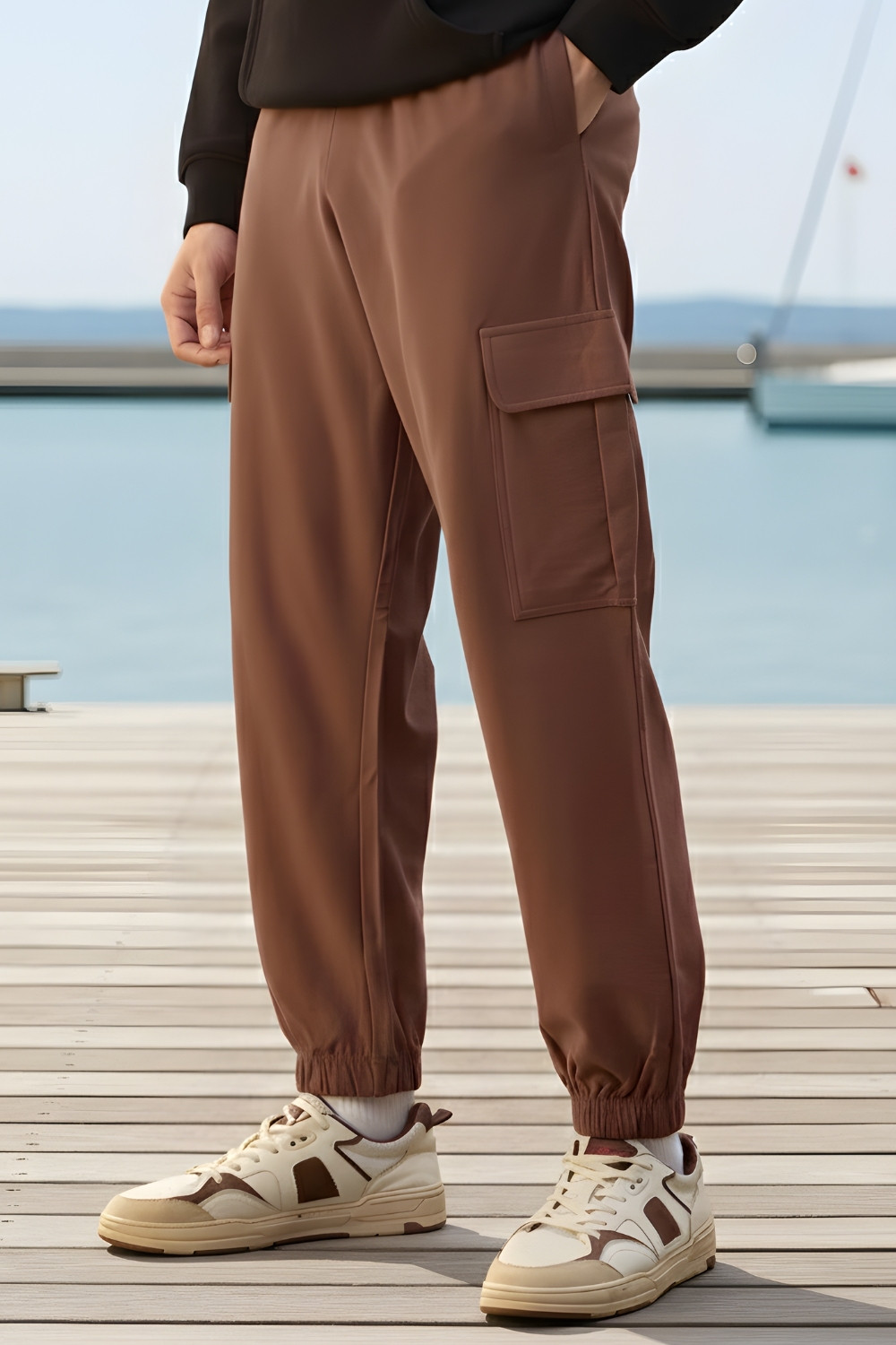 Image of NOBERO Solid Men Brown Track Pants