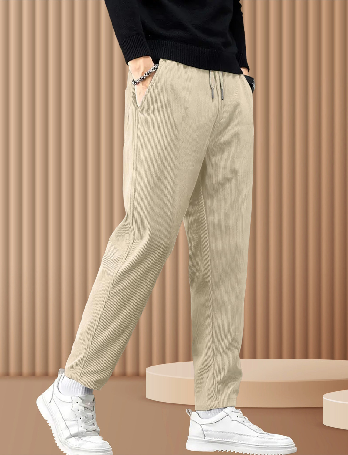 Image of METRONAUT Solid Men Beige Track Pants