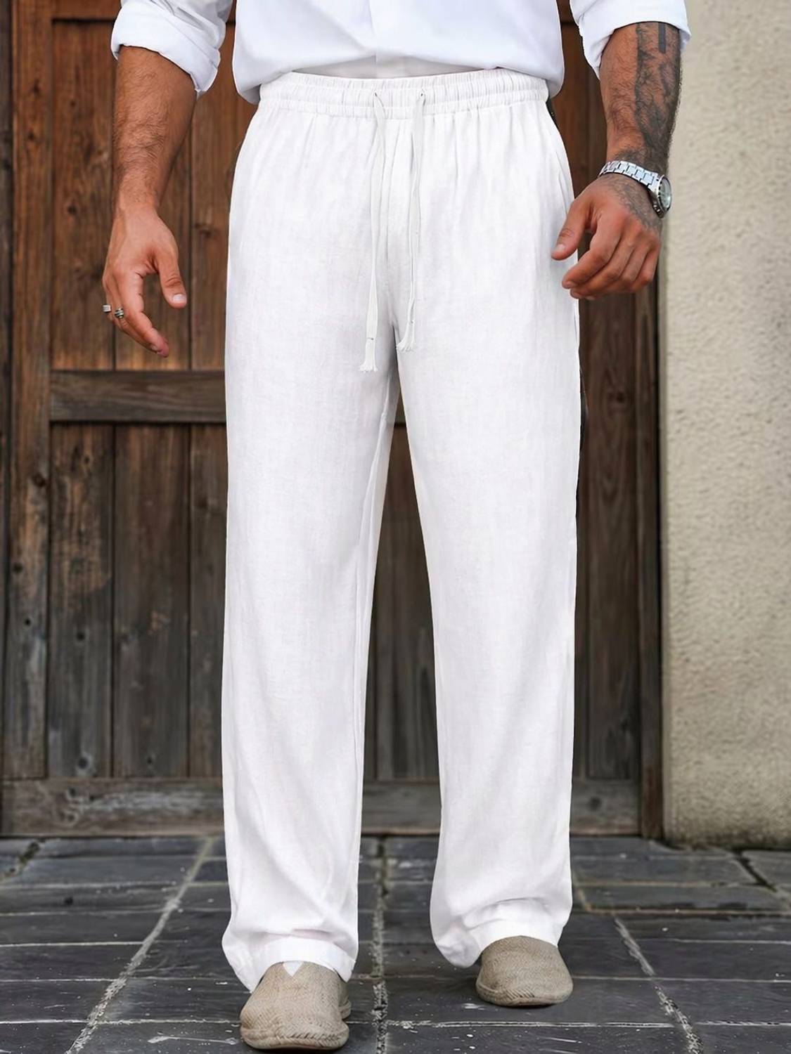 COMBRAIDED Men Comfort Fit White Polyester Trousers - Image 3