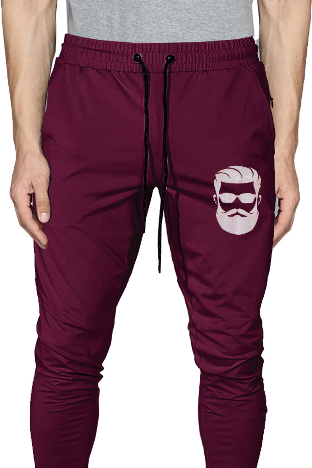 Image of AVOLT Printed Men Maroon Track Pants