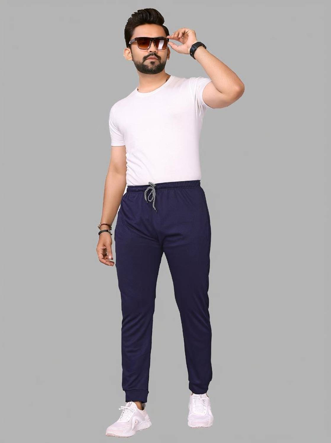 ANAND Printed Men Dark Blue Track Pants