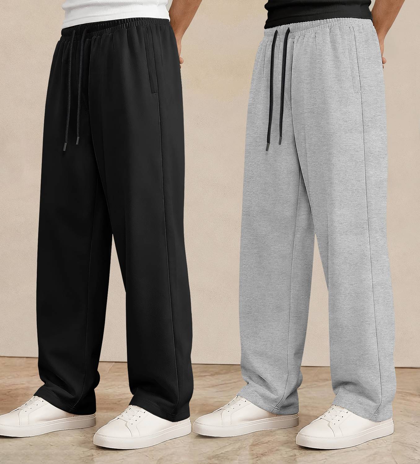 Viktor Men Black, Grey Track Pants Pack of 2 - Image 3