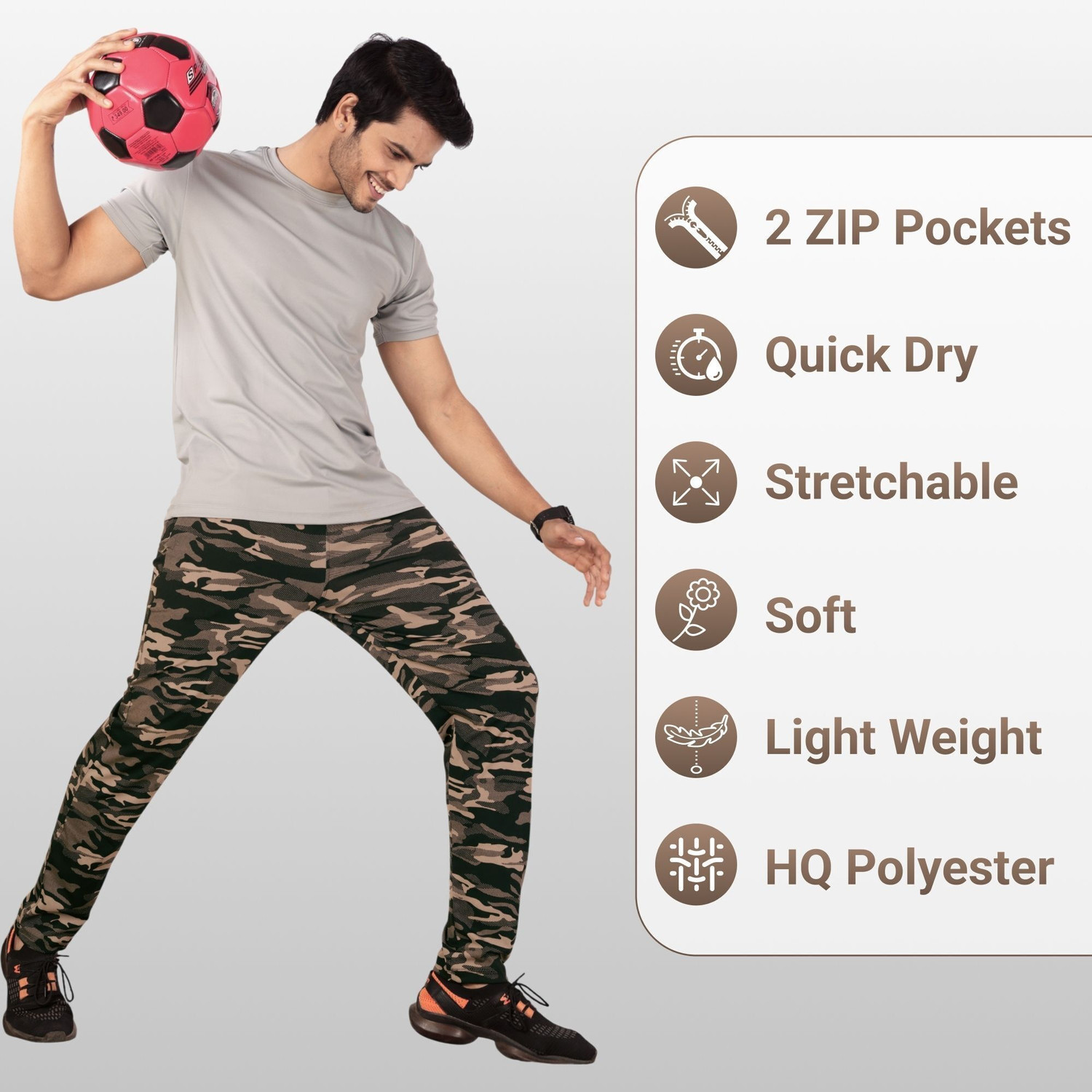Image of DIHOX Printed Men Beige, Grey Track Pants