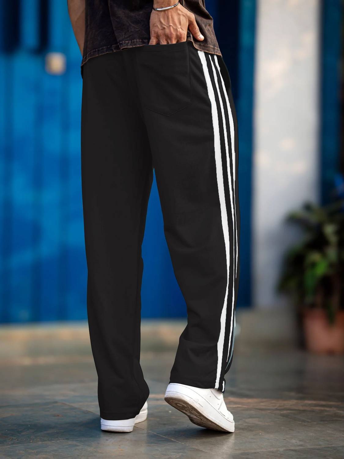 FOXTER Black Men's Striped Track Pants - Image 3