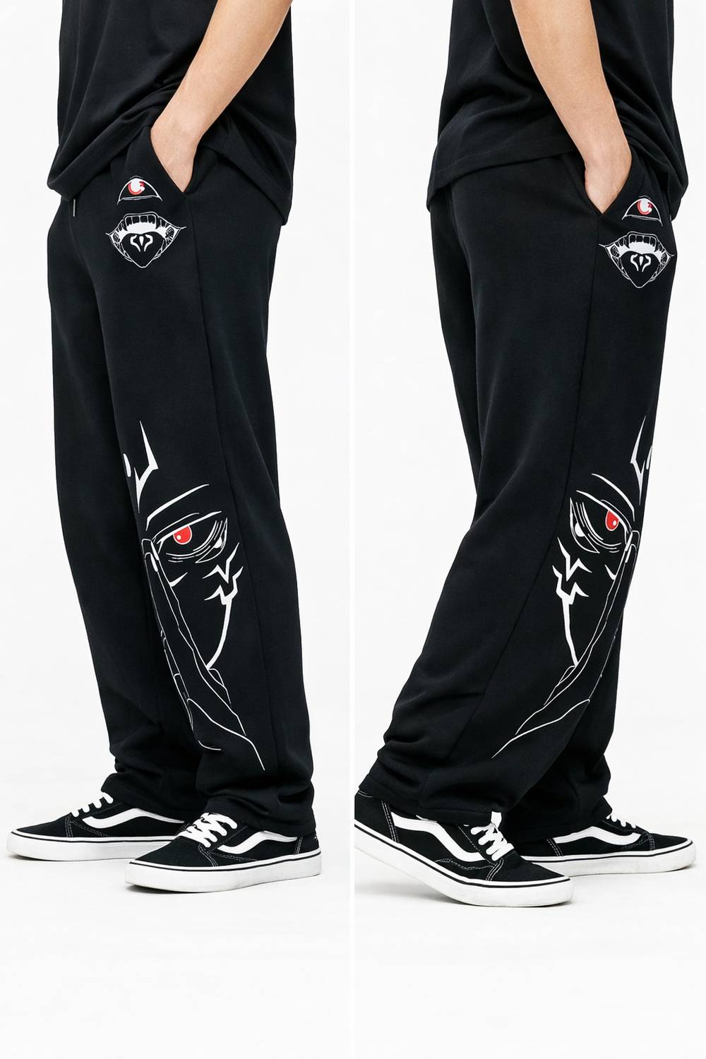 VisorUp Men's Graphic Print Black Track Pants - Image 4