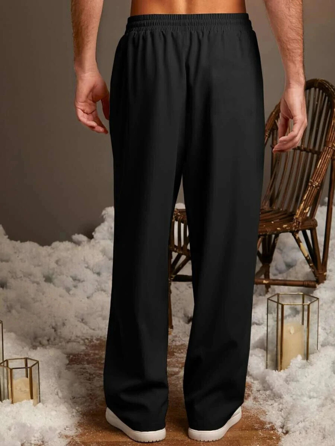 Image of FLYcollection Striped Men Black Track Pants