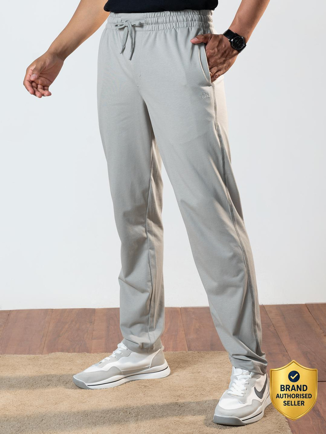 Damensch Solid Men Grey Track Pants