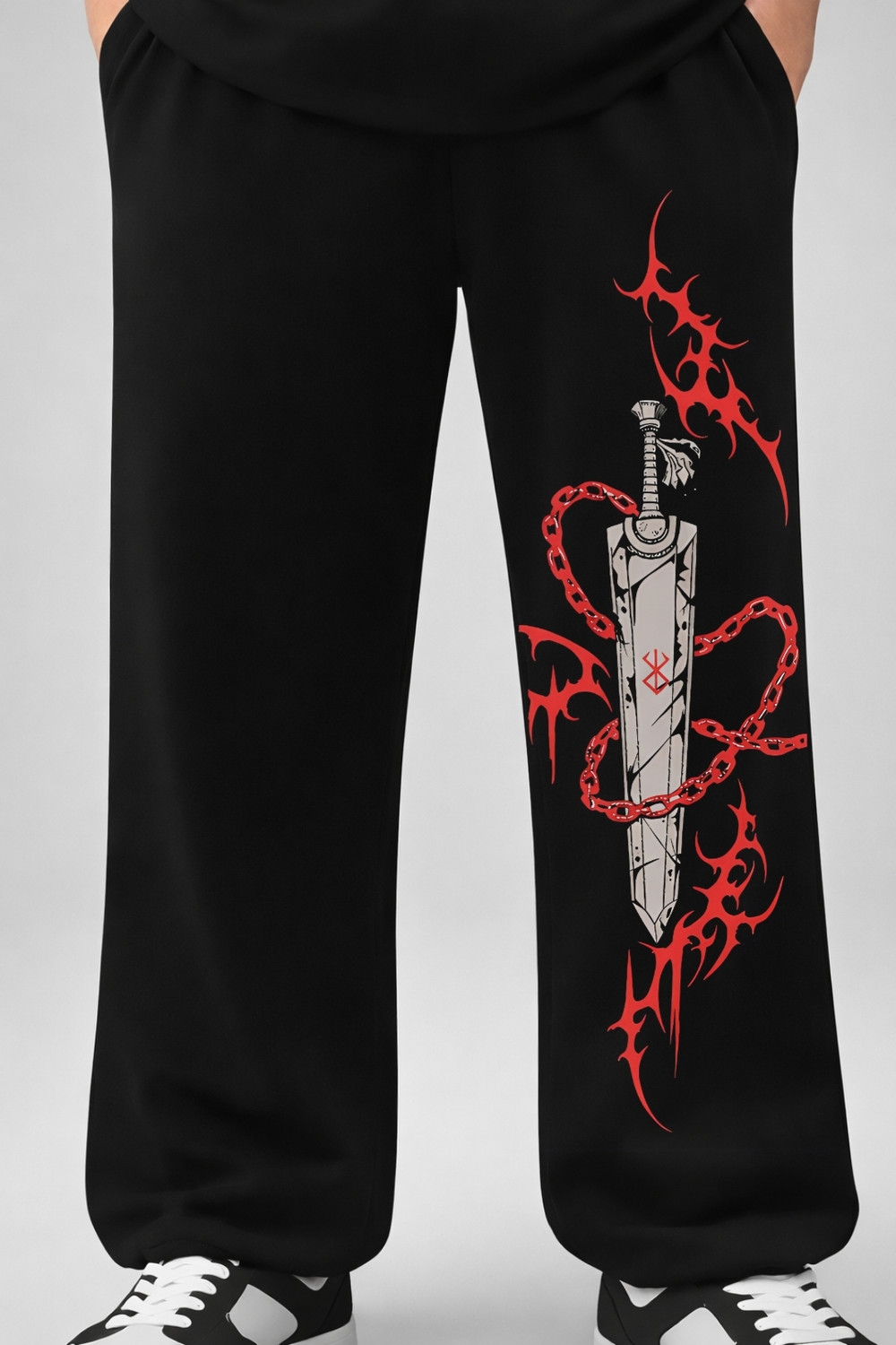 Image of Wayup Graphic Print Men Black Track Pants