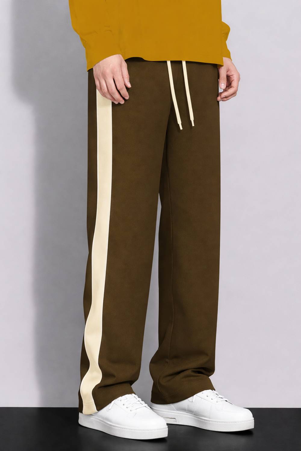 COMBRAIDED Men Brown Beige Track Pants - Image 4