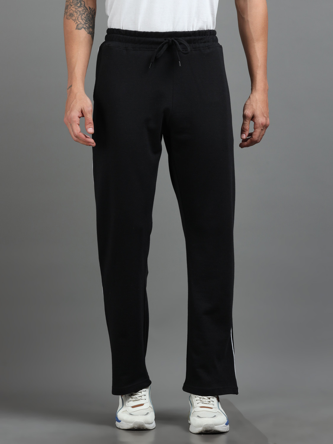 Image of HRX by Hrithik Roshan Men Solid Black Track Pants