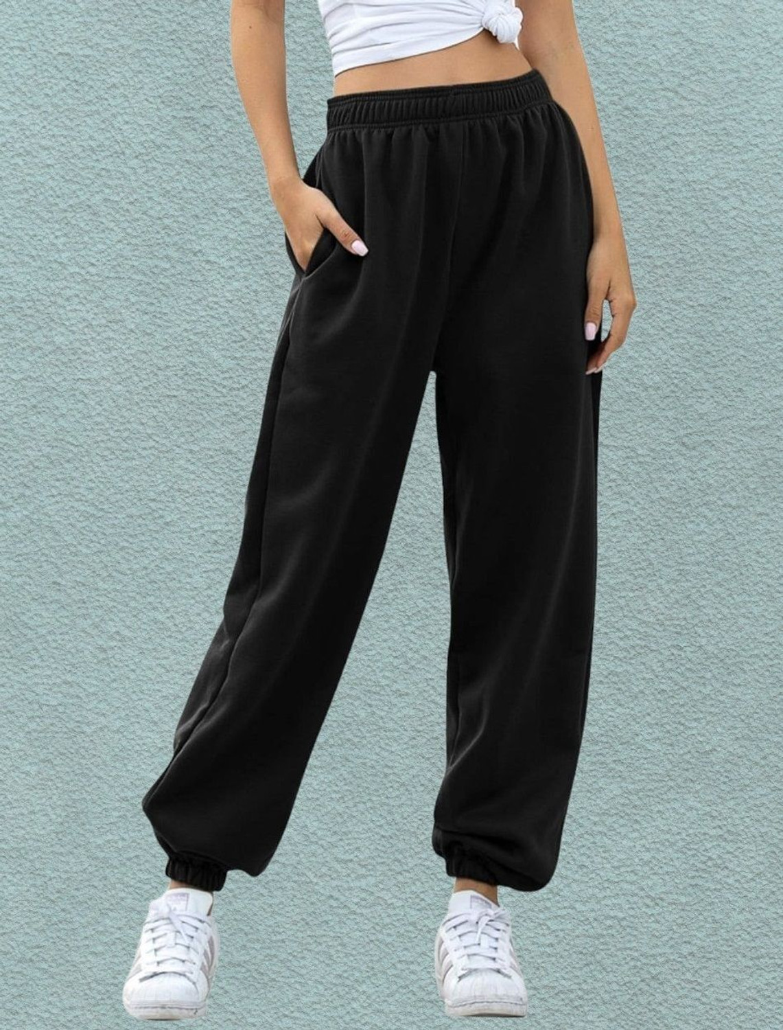 Image of Q-Rious Solid Women Black Track Pants