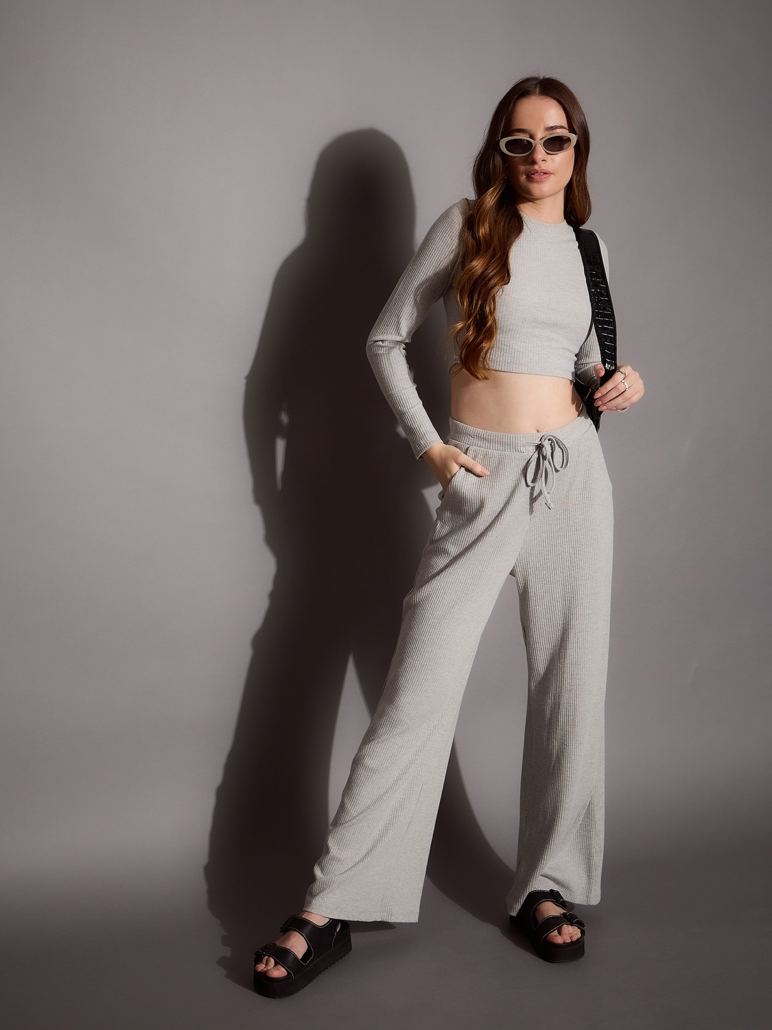 Image of SASSAFRAS Solid Women Grey Track Pants