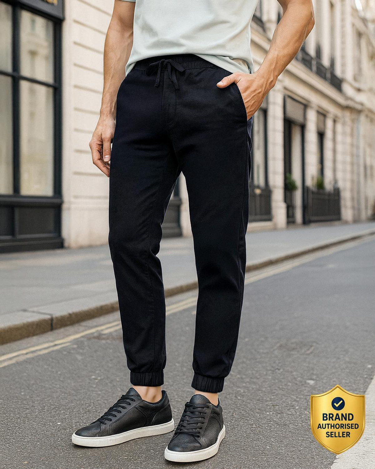 Image of BEWAKOOF Solid Men Black Track Pants