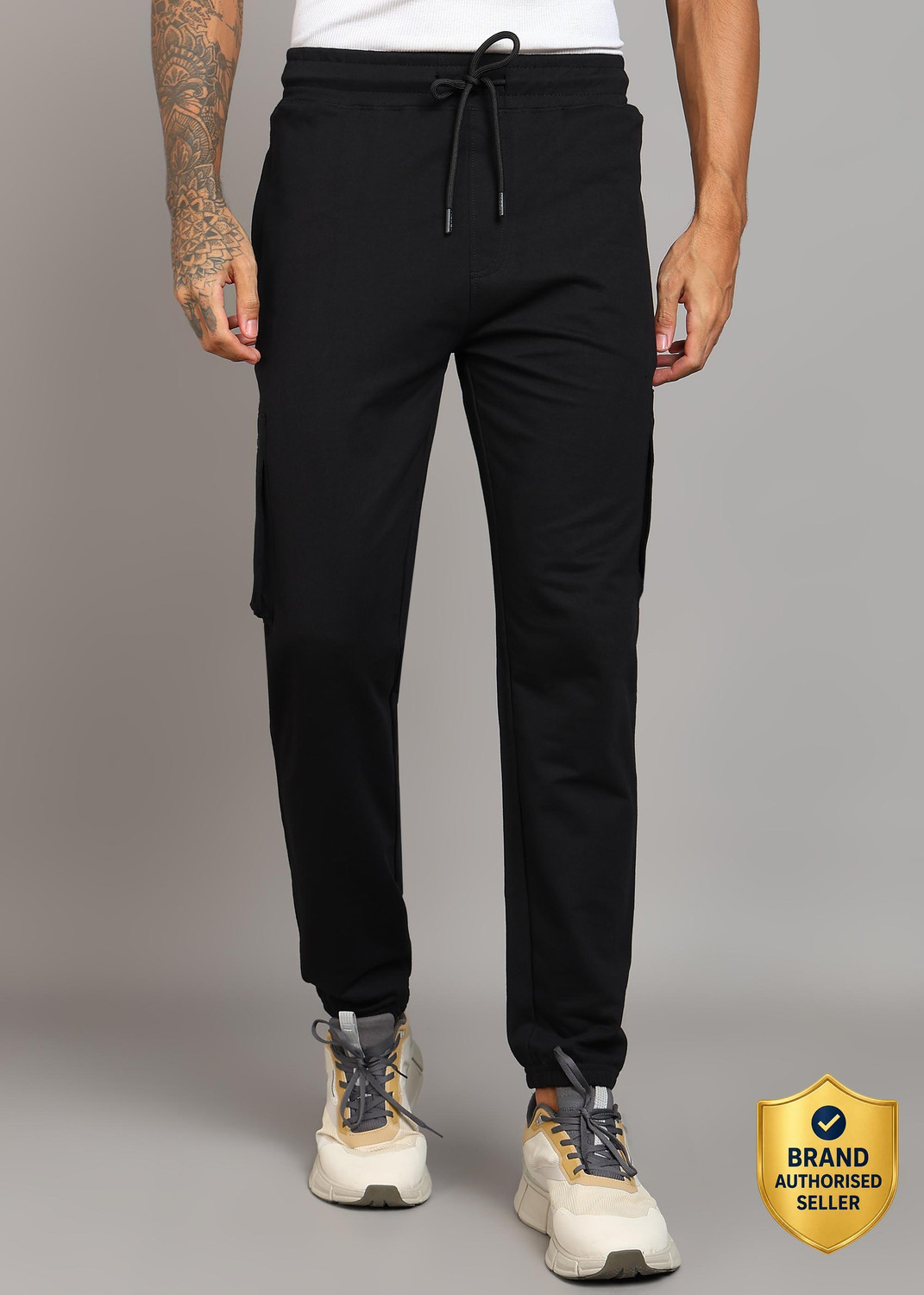 Image of KILLER Solid Men Black Track Pants