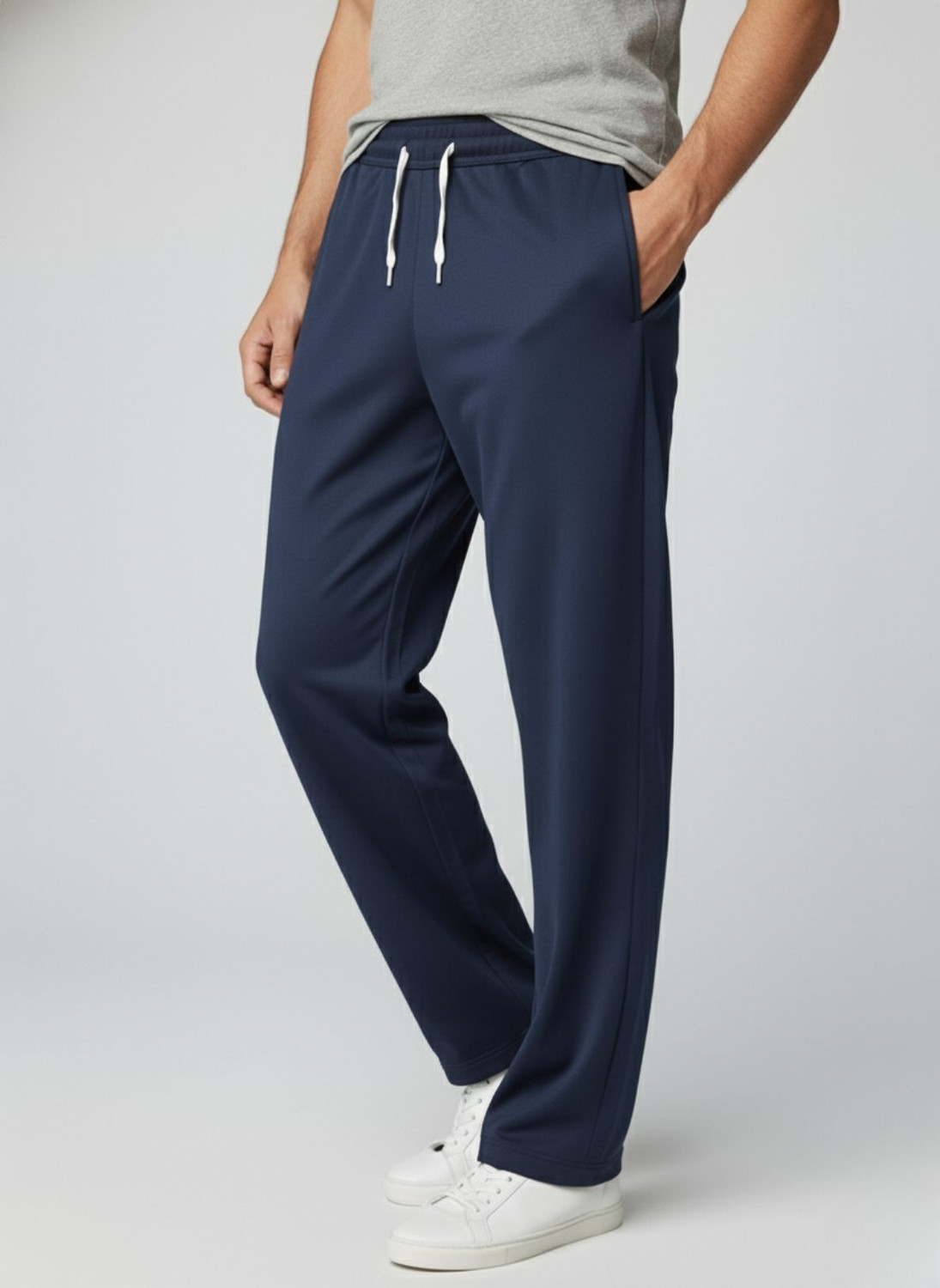 Image of INDICLUB Loose Fit Men Dark Blue Trousers
