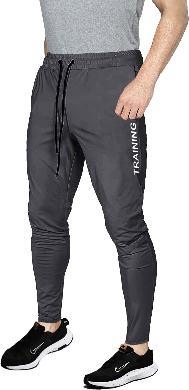 Image of AVOLT Solid Men Grey Track Pants