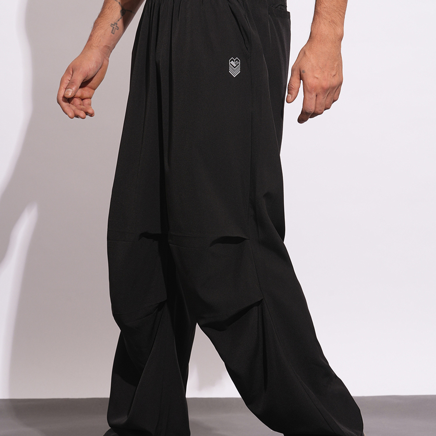 Image of BEING HUMAN Black Easy Fit Chinos For Men By Being Human Clothing Solid Men Black Track Pants