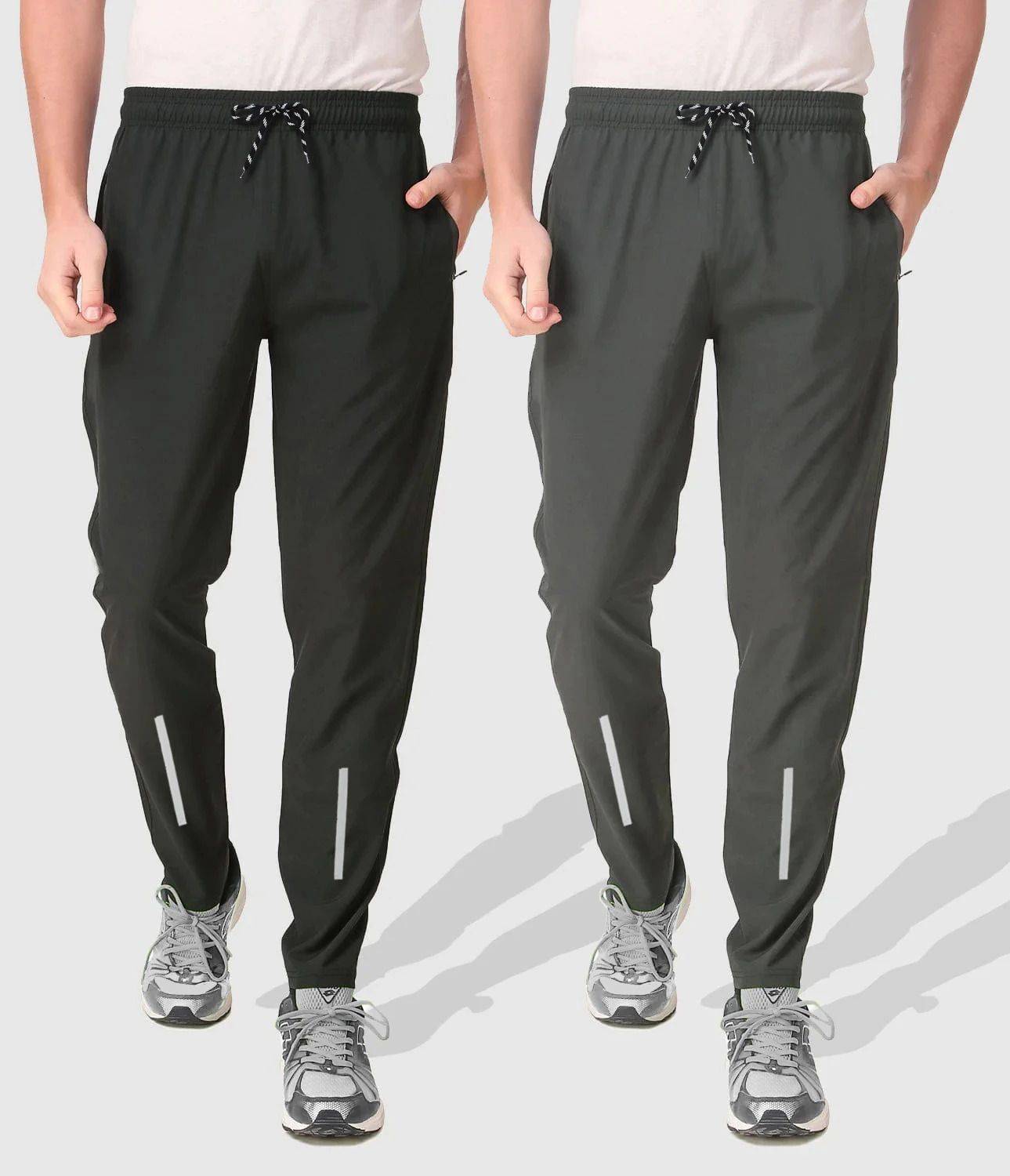 AVOLT Pack of 2 Men Colorblock Black, Grey Track Pants
