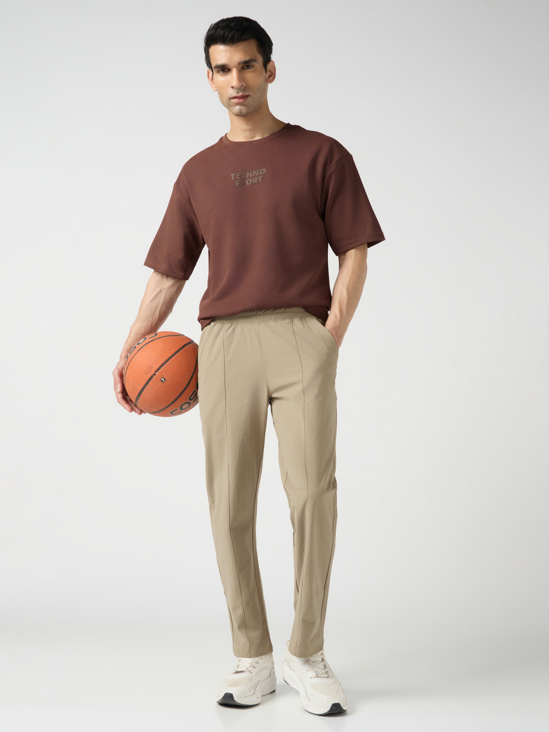 Image of TECHNOSPORT Solid Men Beige Track Pants