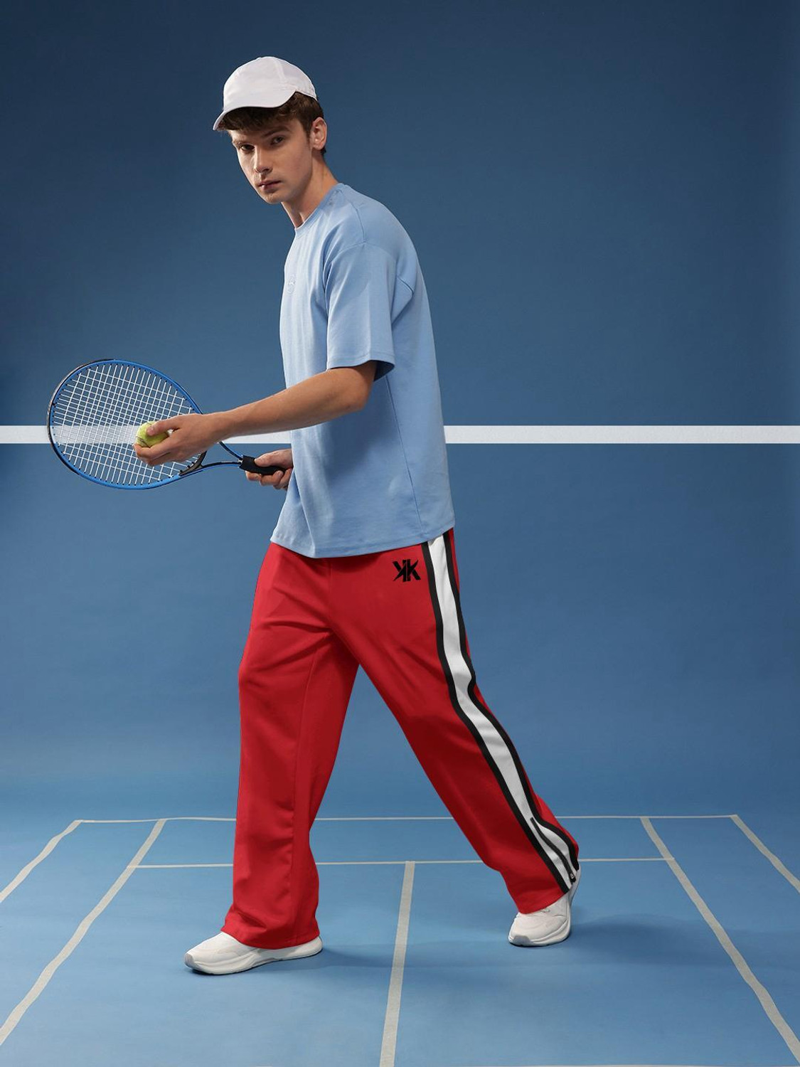 Image of WARYAR Solid, Striped Men Red Track Pants