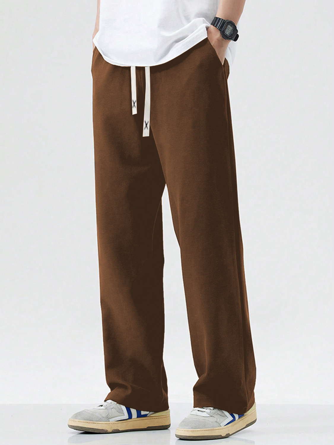 Image of Paralians Solid Men Brown Track Pants