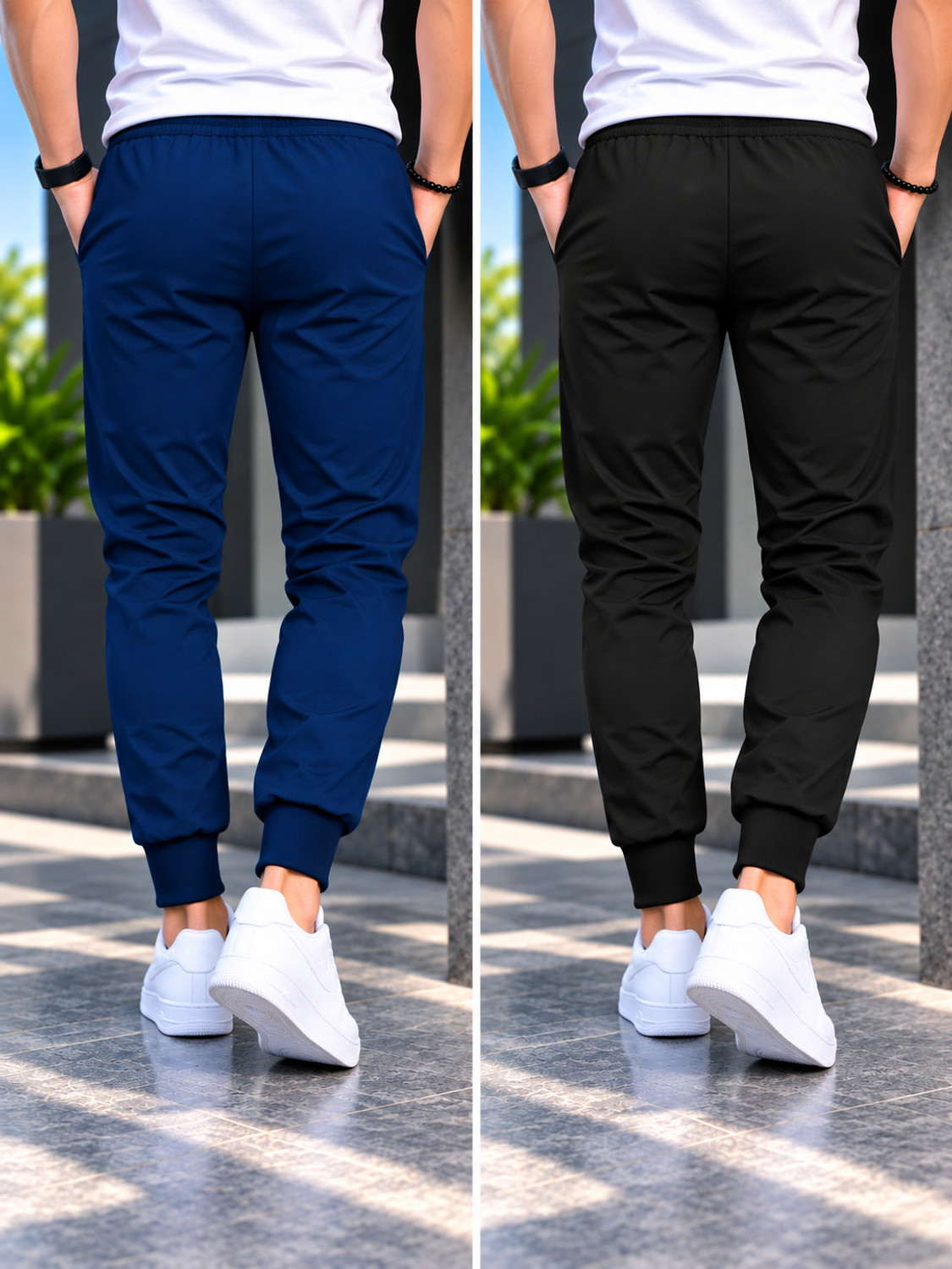 Image of NB NICKY BOY Pack of 2 Men Printed Black, Blue Track Pants