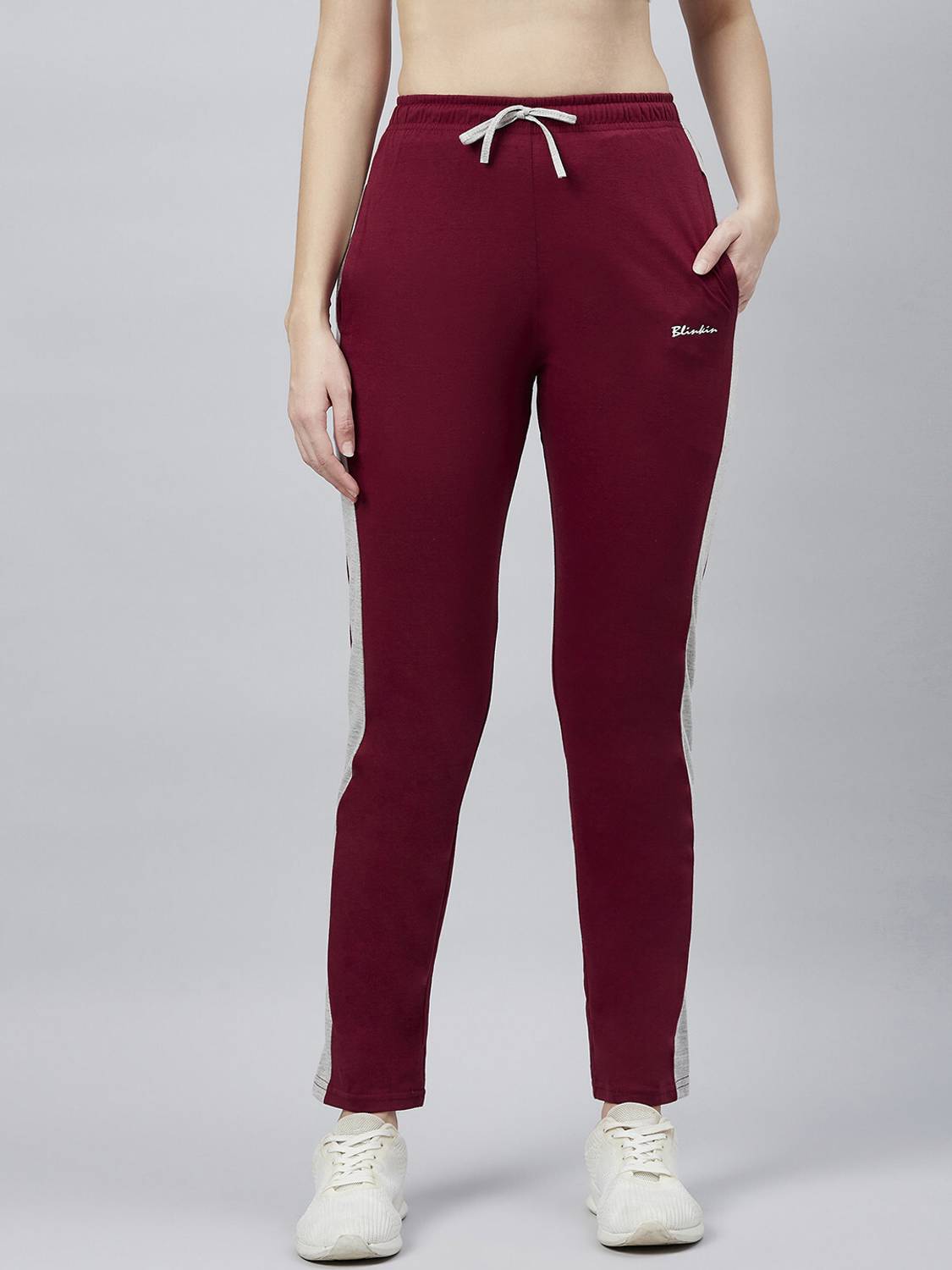 BLINKIN Striped Women Maroon Track Pants