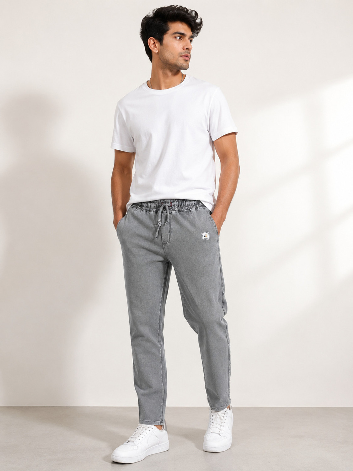 Image of BaalgovindEnt Solid Men Grey Track Pants