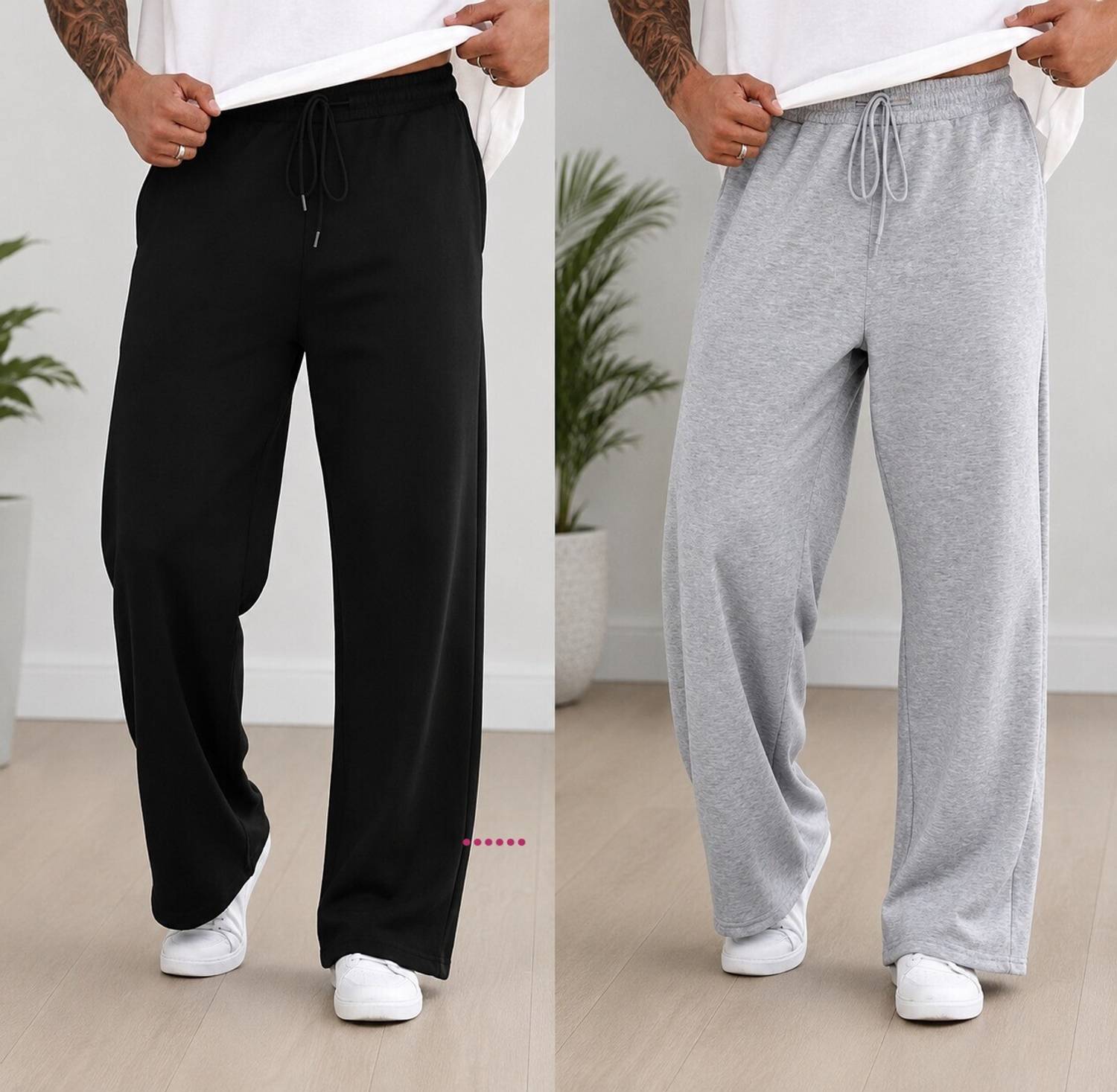 SELL4U Men Grey, Black Track Pants Pack of 2 - Image 1