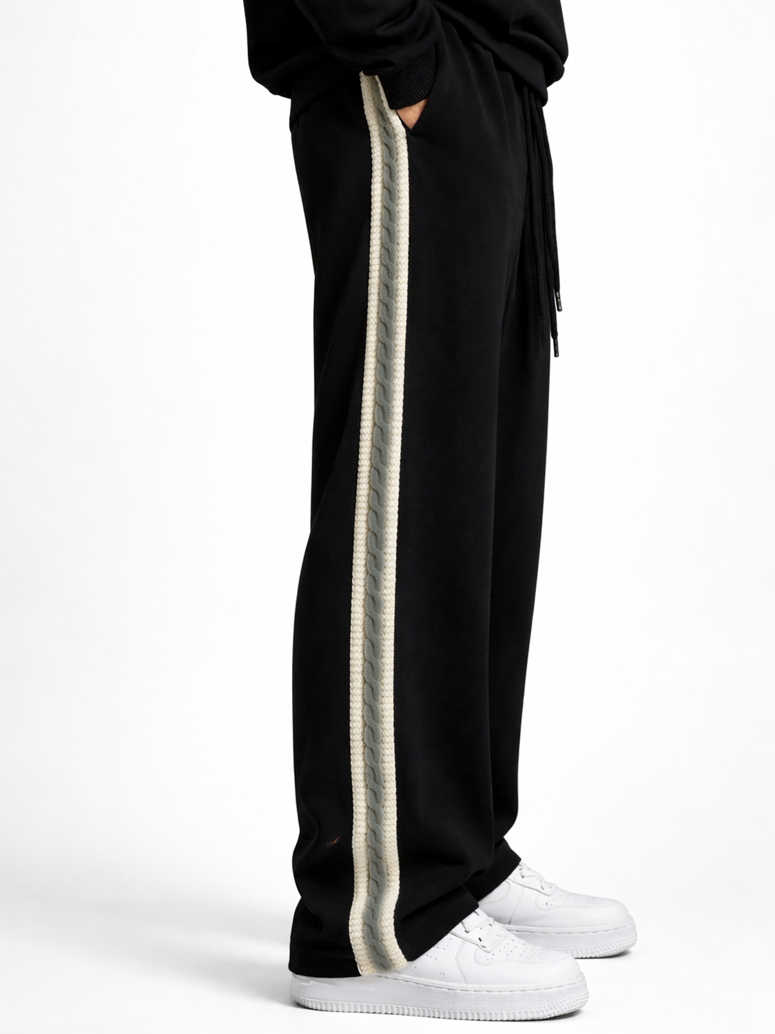Image of MANIAC Colorblock Men Black Track Pants