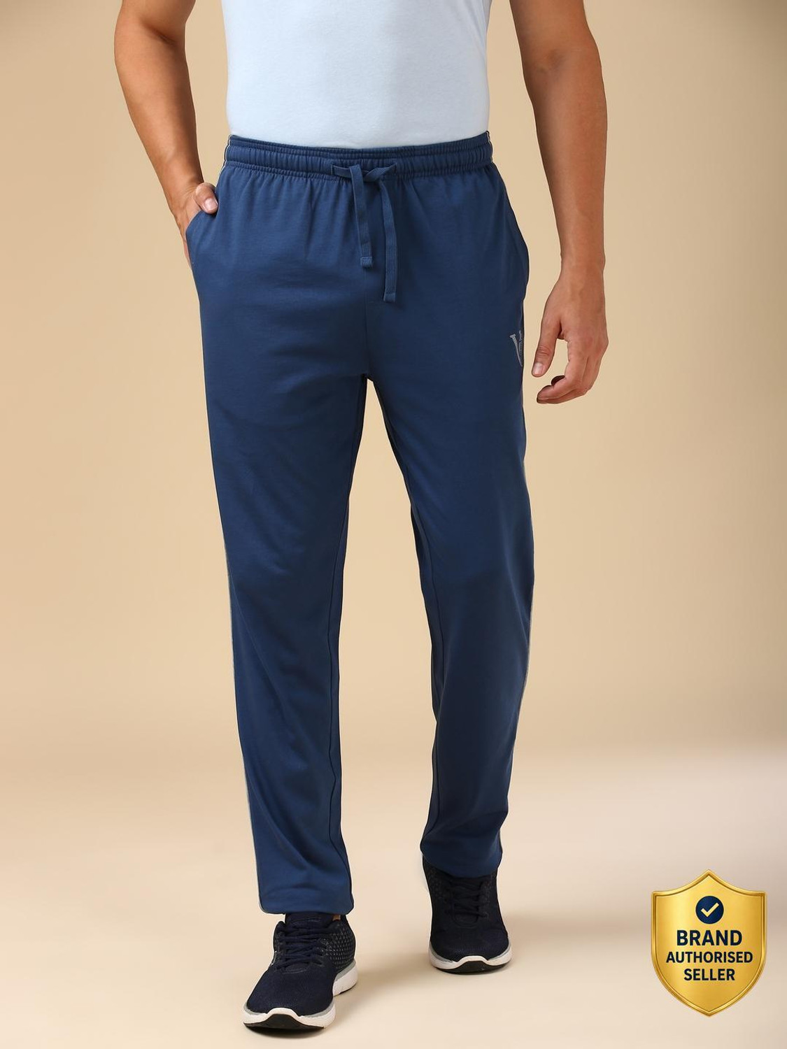 Image of VAN HEUSEN Solid Men Blue Track Pants
