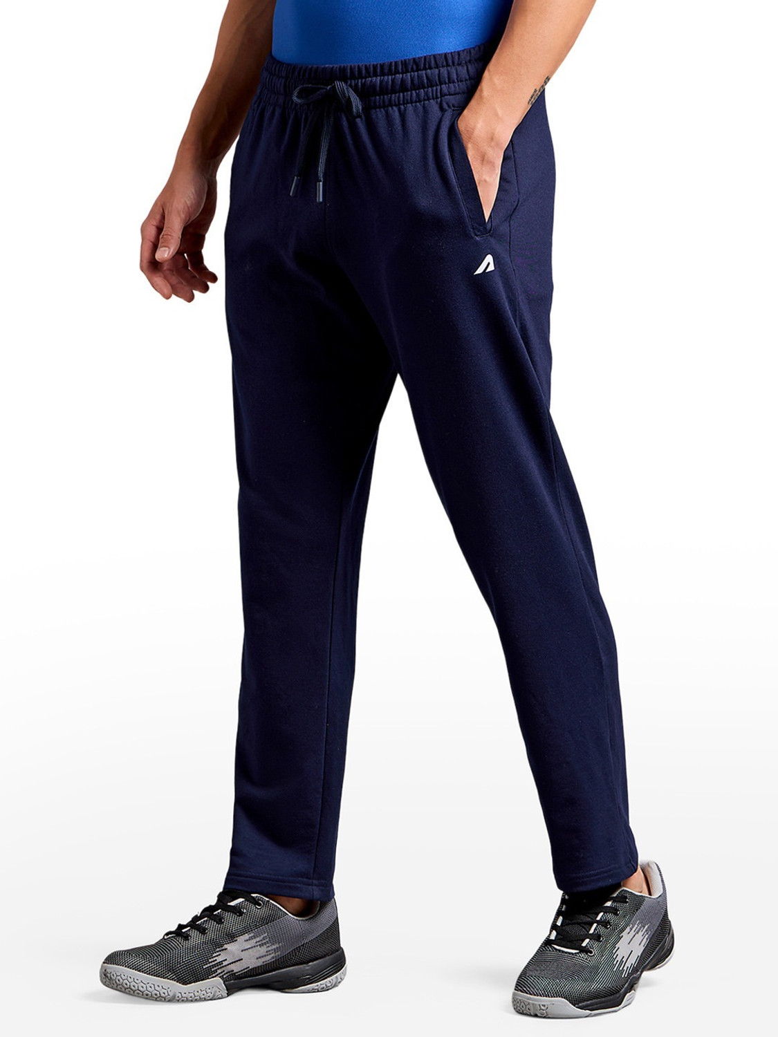 Image of BOLDFIT Activewear Solid Men Blue Track Pants