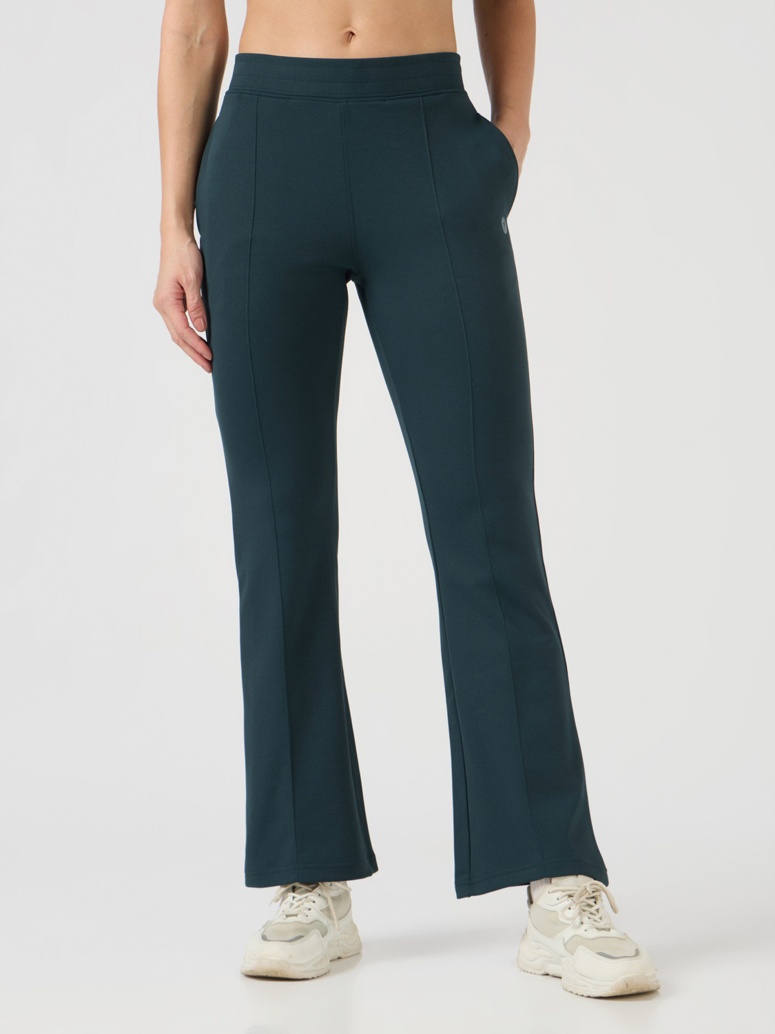 Image of TECHNOSPORT Solid Women Green Track Pants