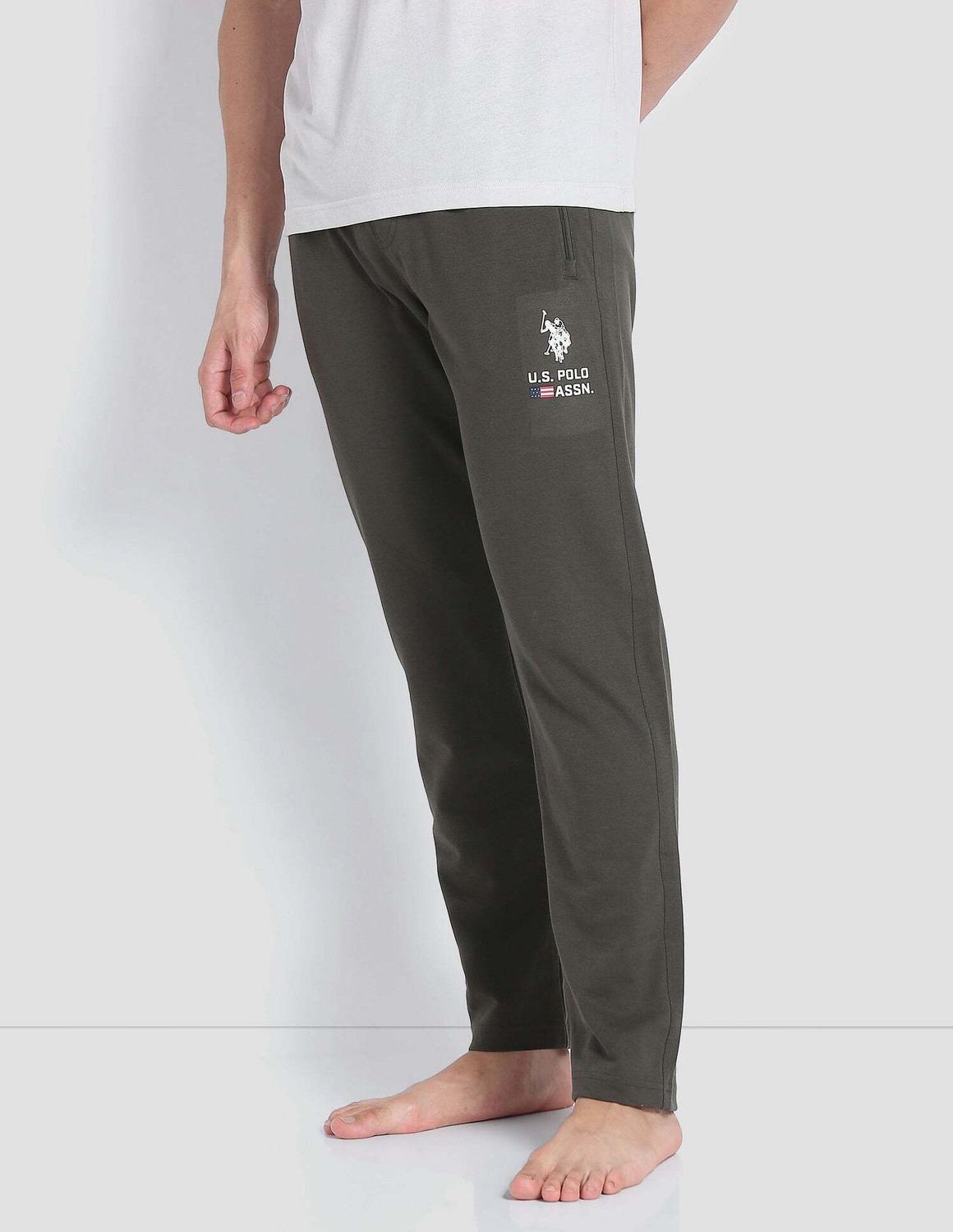 Image of U.S. POLO ASSN. Solid Men Green Track Pants