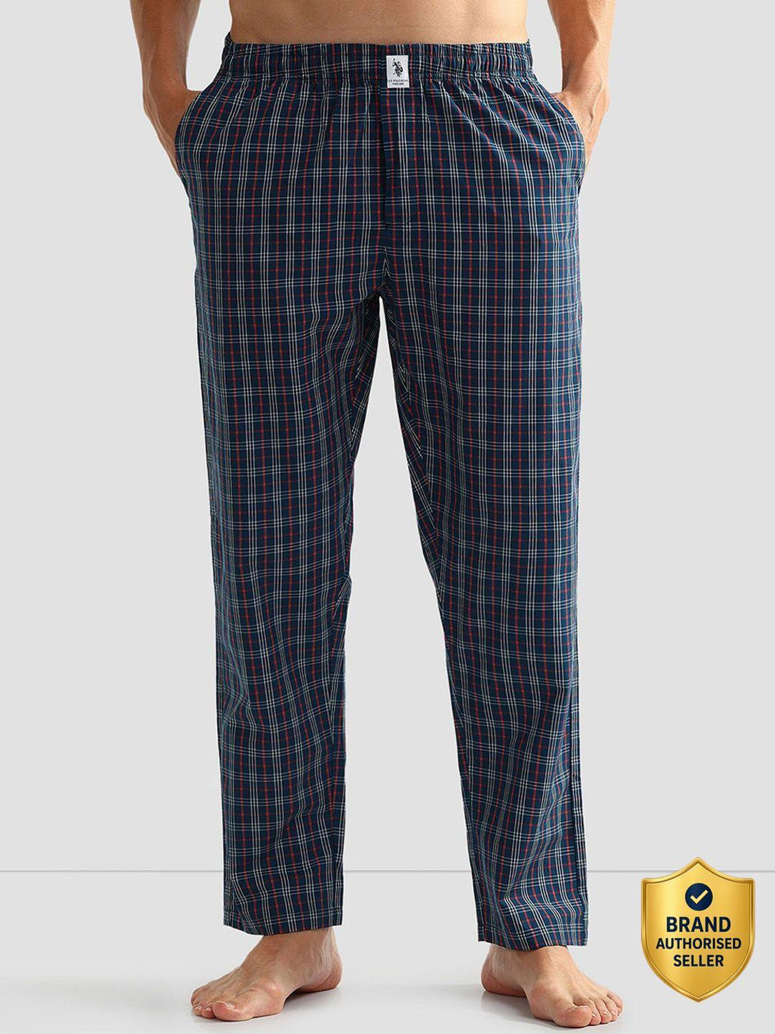 U.S. POLO ASSN. Checkered Men Blue Track Pants