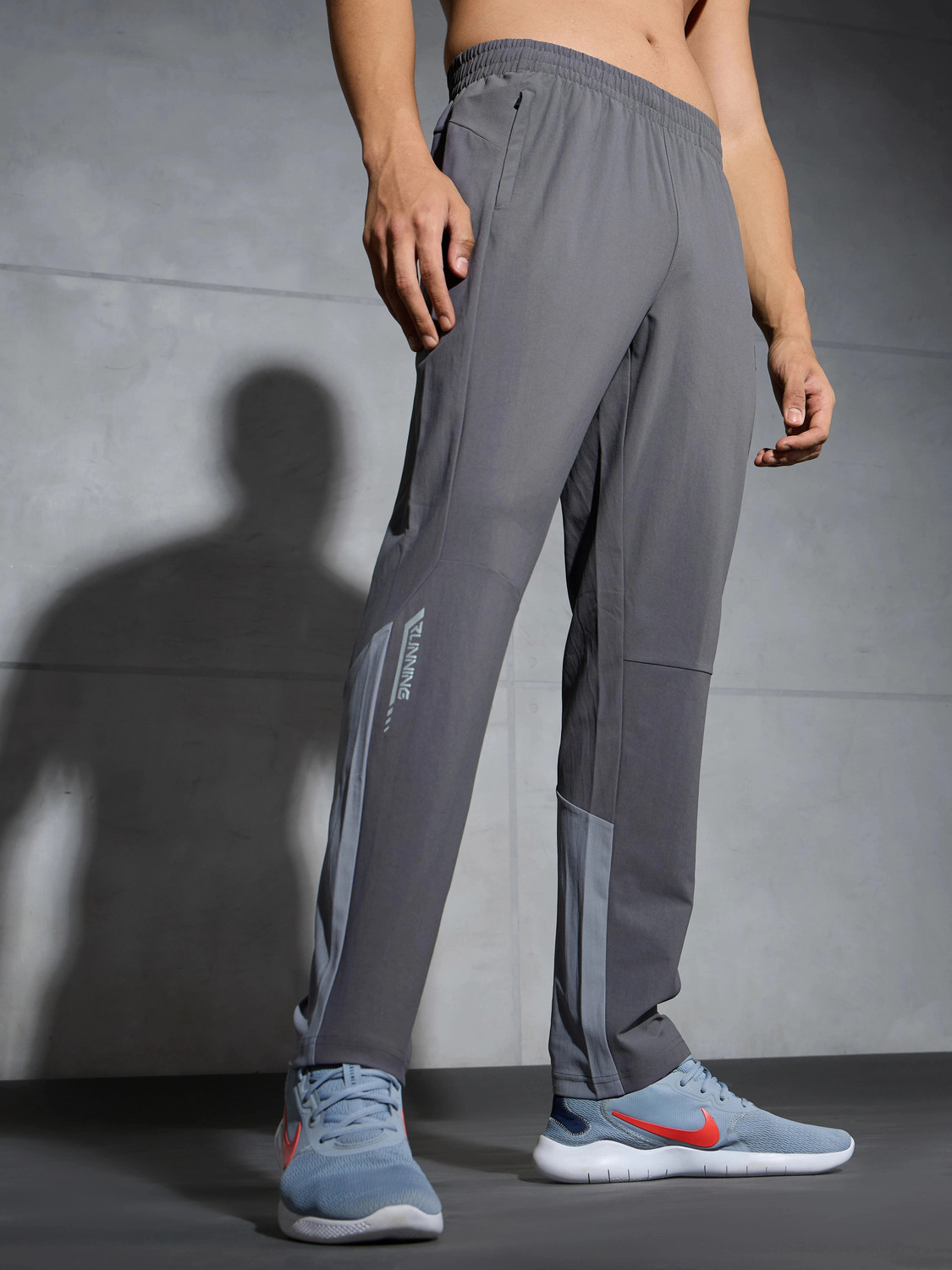 Image of TECHNOSPORT Colorblock Men Grey Track Pants