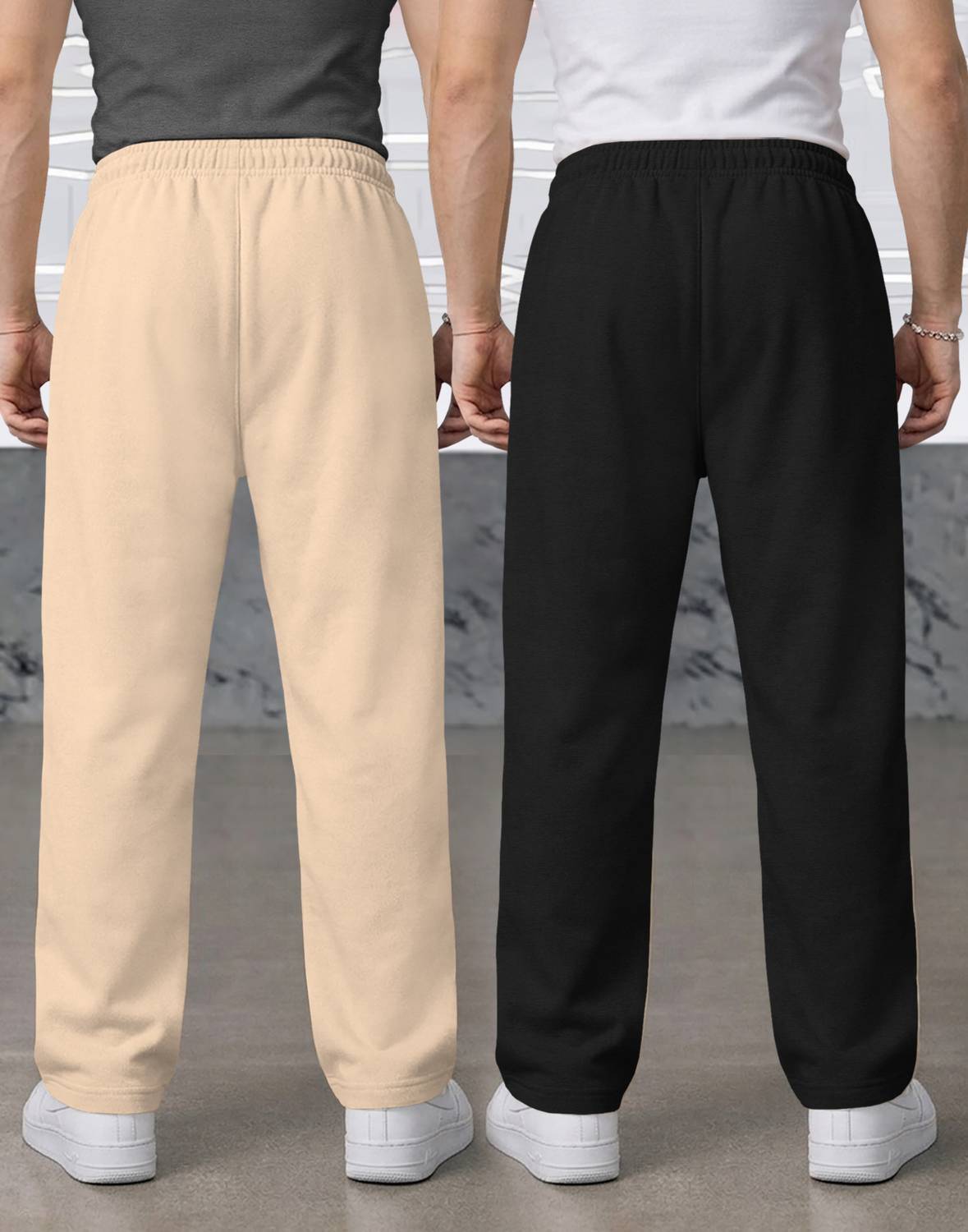 TRIPR Men Beige, Black Track Pants Pack of 2 - Image 2