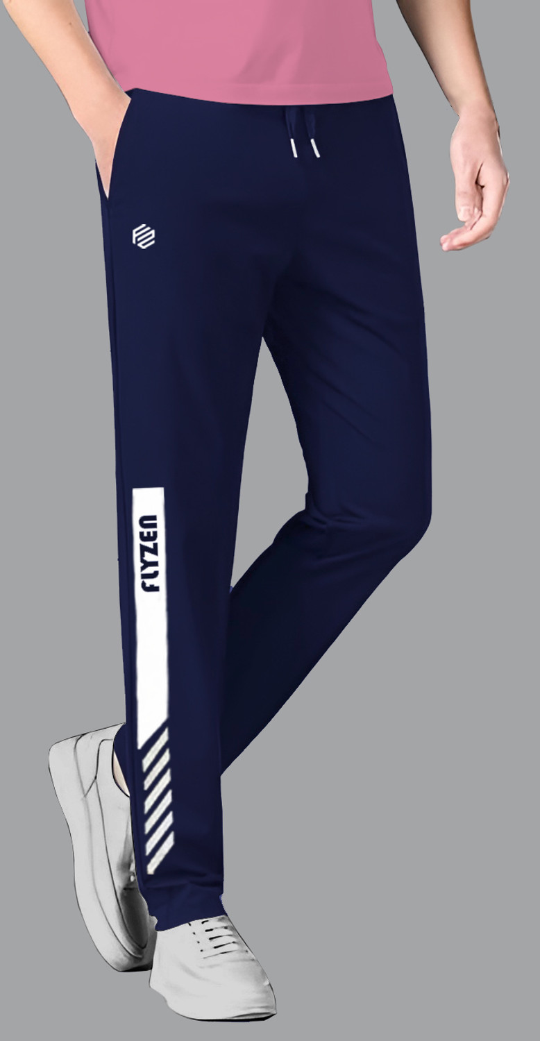 Image of FLYZEN Printed Men Black, Dark Blue Track Pants