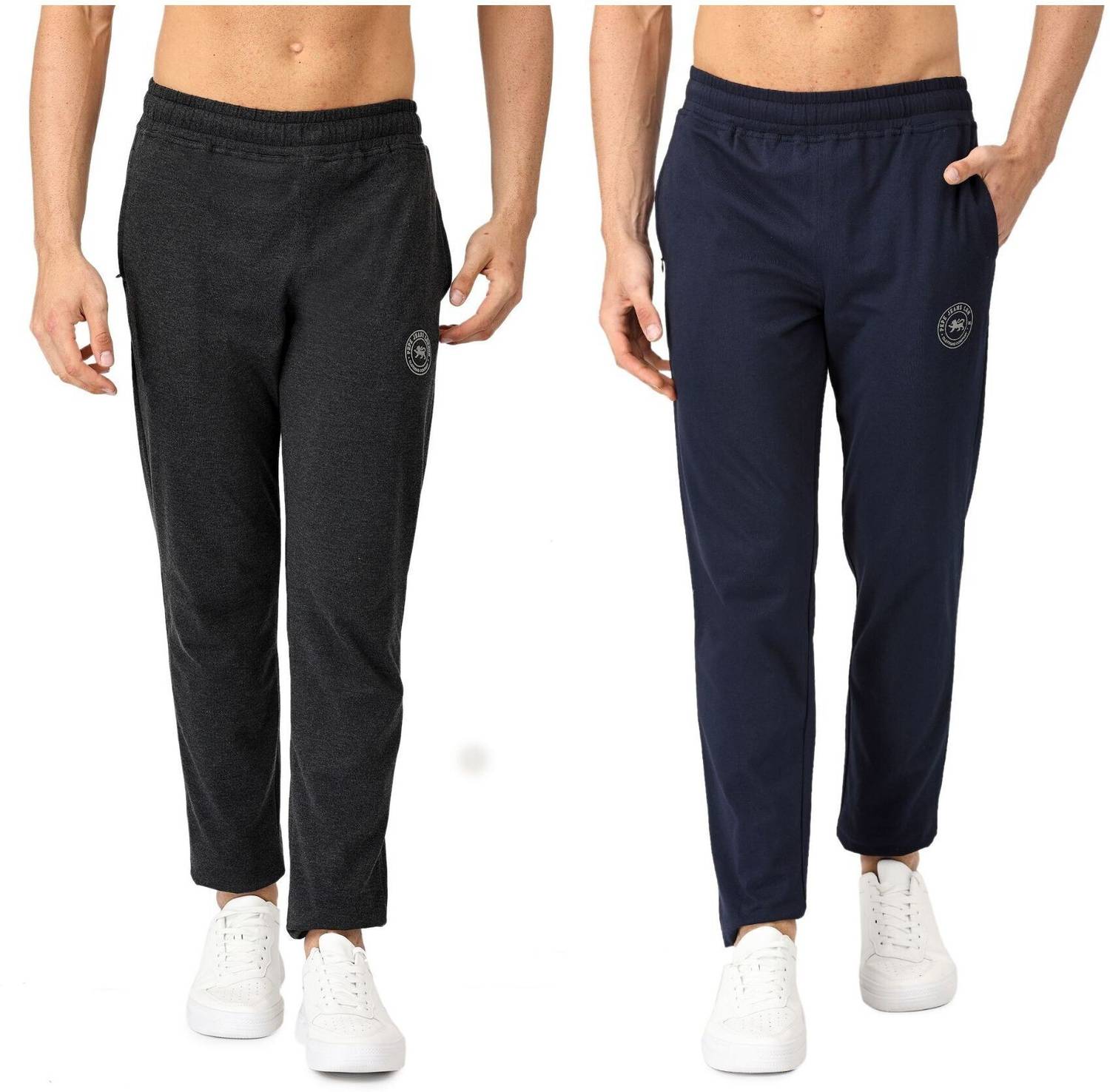 Pepe Jeans Solid Men Blue, Black Track Pants Pack of 2