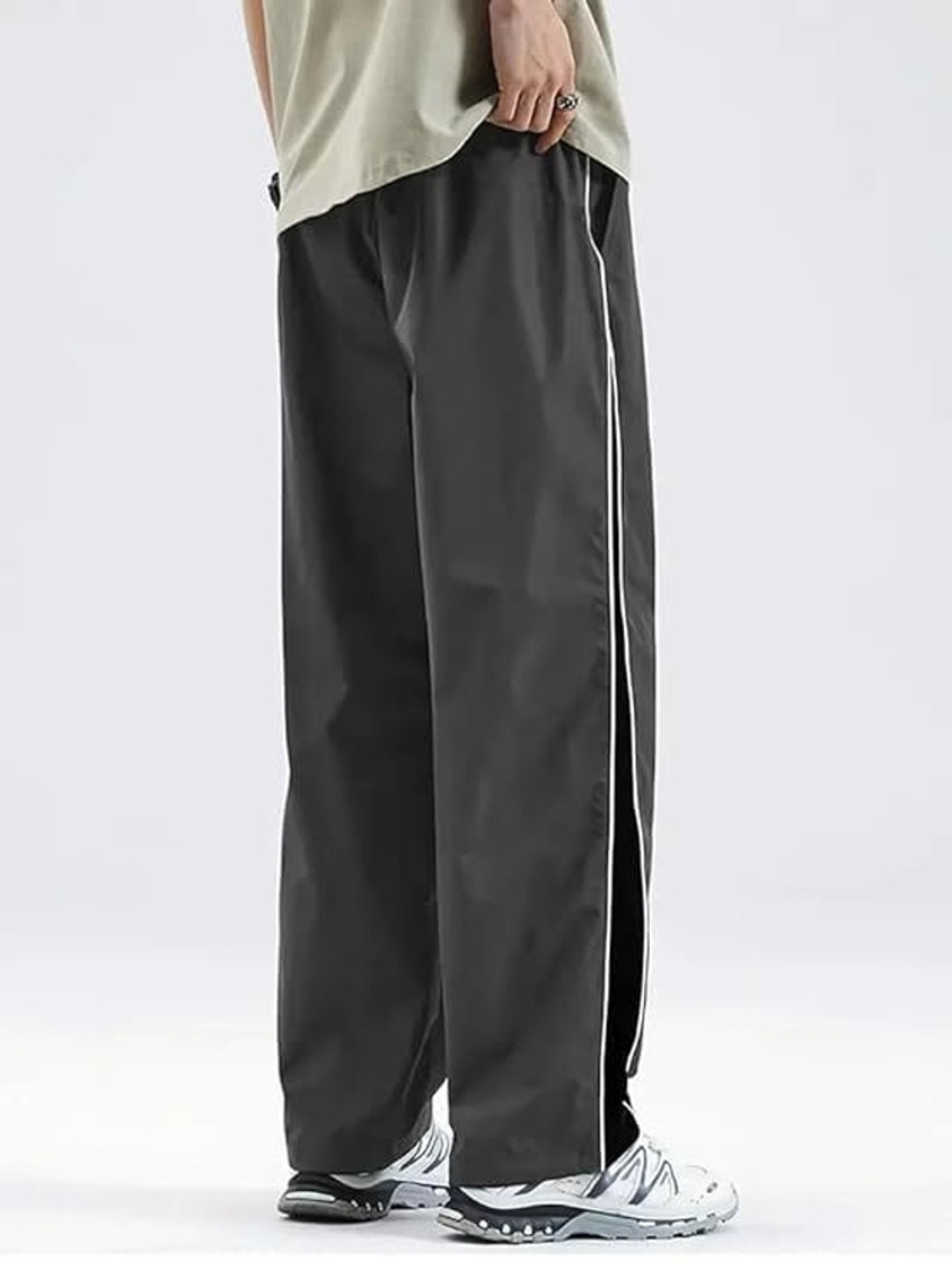 Image of Fabitto Striped Men Grey, Blue Track Pants