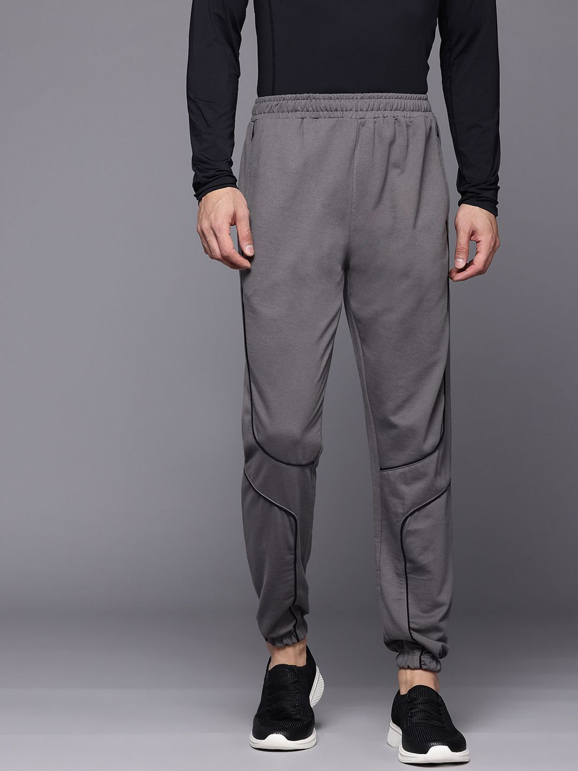 Image of HRX by Hrithik Roshan Solid Men Grey Track Pants